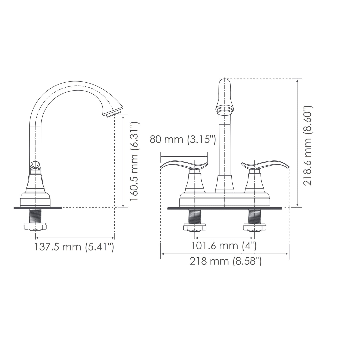 4” Tedesca Bar Two Handle Centerset Lavatory Faucet