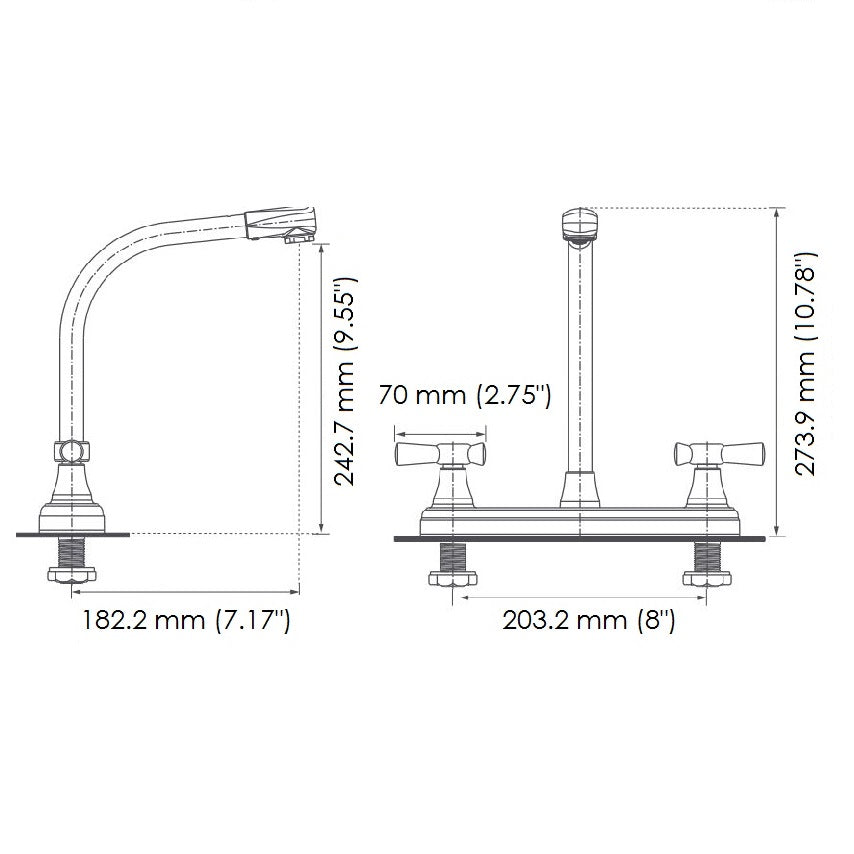 8" Toscana Two Handle Kitchen Sink Faucet