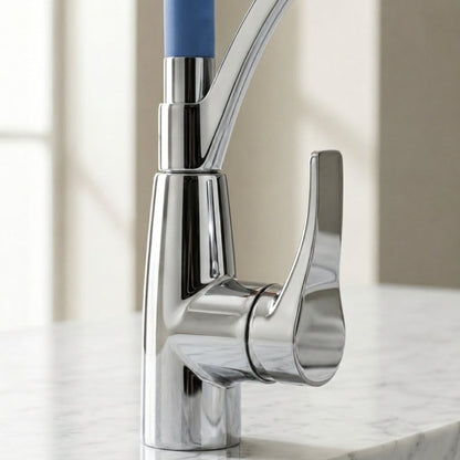 White Pull-Out Kitchen Faucet with Flexible Silicone Hose