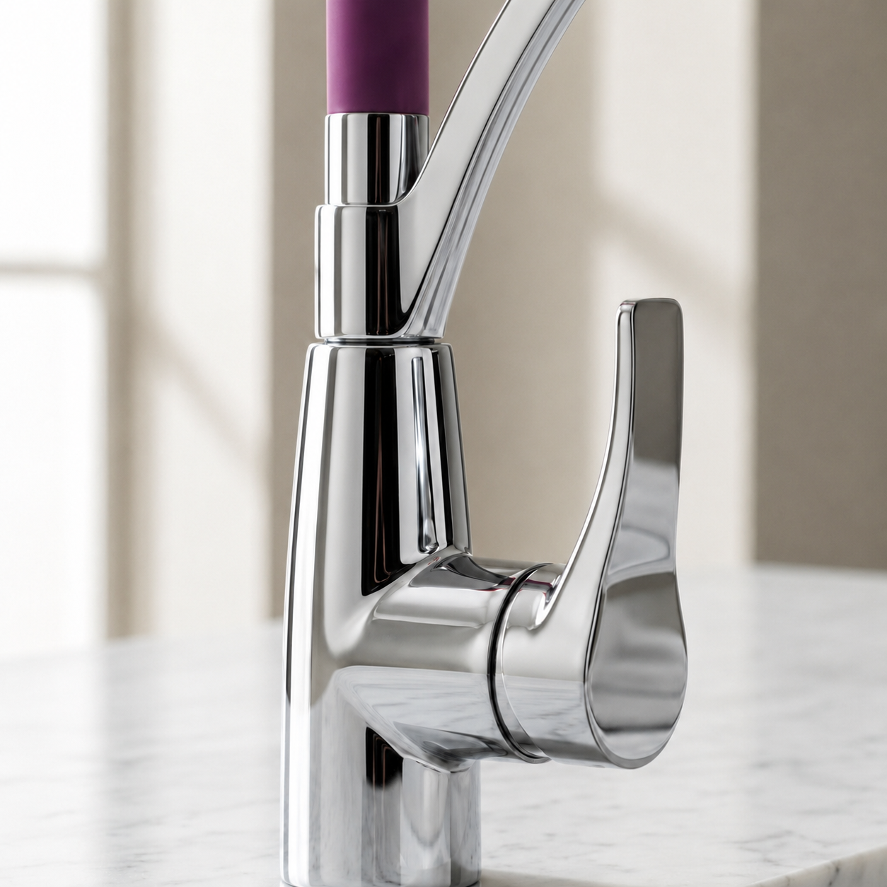 White Pull-Out Kitchen Faucet with Flexible Silicone Hose