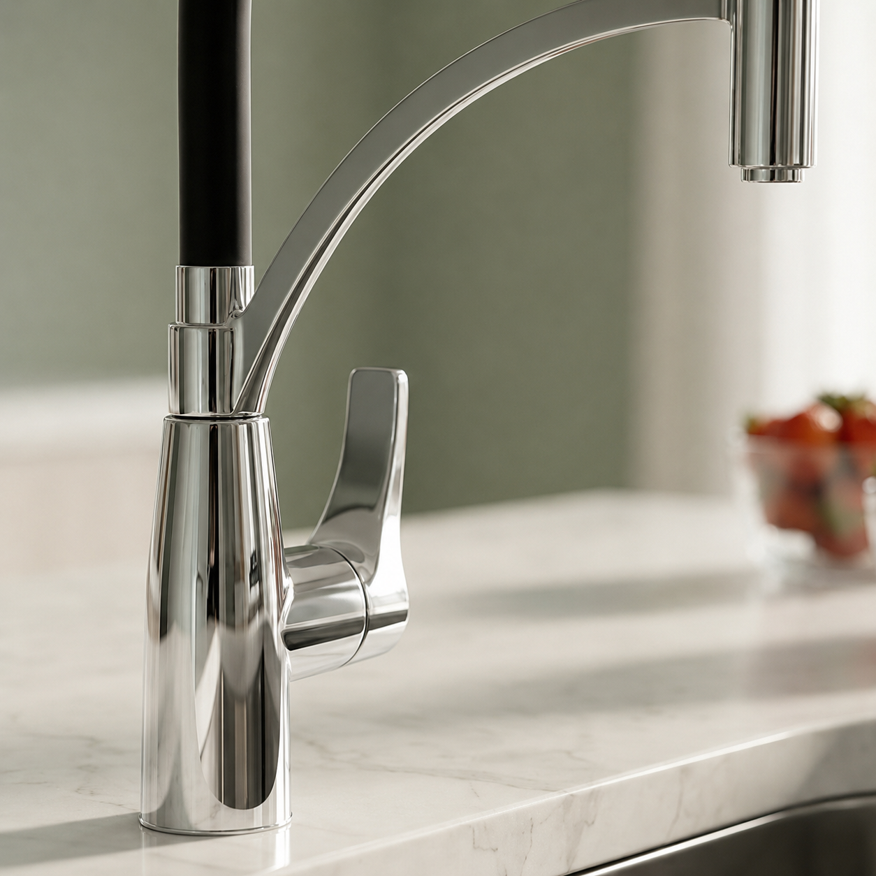 White Pull-Out Kitchen Faucet with Flexible Silicone Hose