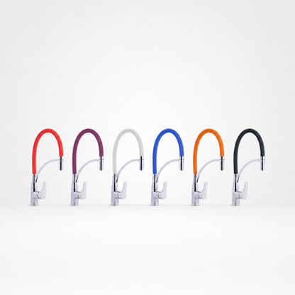 White Pull-Out Kitchen Faucet with Flexible Silicone Hose