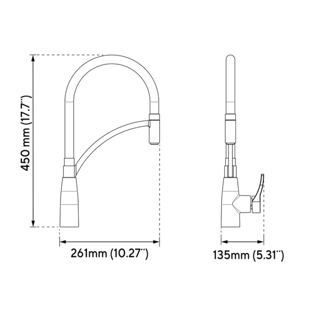 White Pull-Out Kitchen Faucet with Flexible Silicone Hose