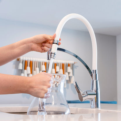 Black Pull-Out Kitchen Faucet with Flexible Silicone Hose