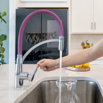 White Pull-Out Kitchen Faucet with Flexible Silicone Hose