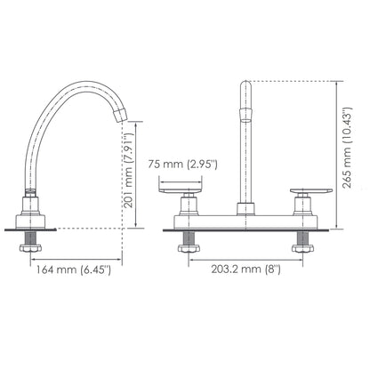 8" Piana Two Handle Kitchen Sink Faucet