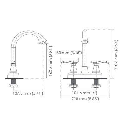 4” Tedesca Bar Two Handle Centerset Lavatory Faucet