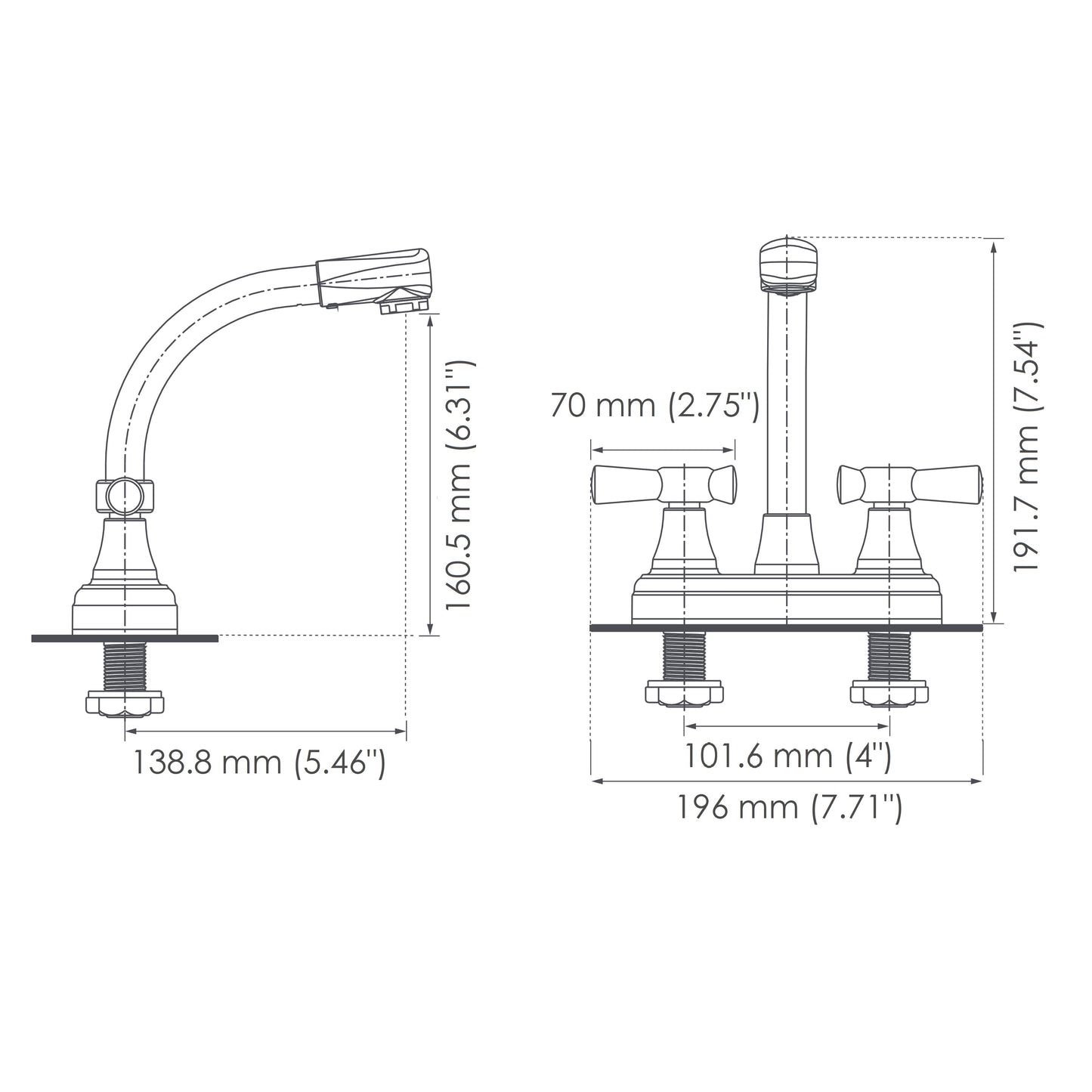 4” Toscana Bar Two Handle Centerset Lavatory Faucet