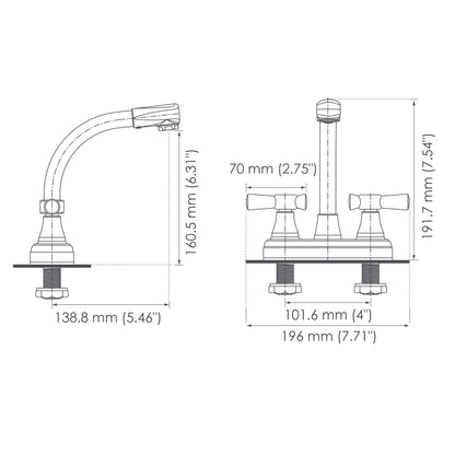 4” Toscana Bar Two Handle Centerset Lavatory Faucet
