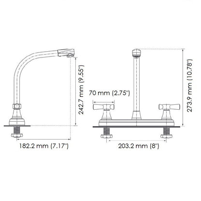 8" Toscana Two Handle Kitchen Sink Faucet