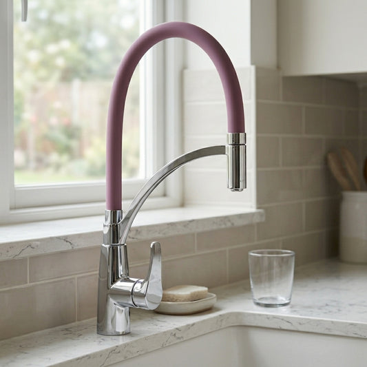 Purple Pull-Out Kitchen Faucet with Flexible Silicone Hose