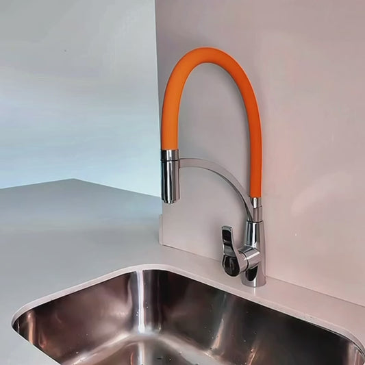 Orange Pull-Out Kitchen Faucet with Flexible Silicone Hose | Aquahaus